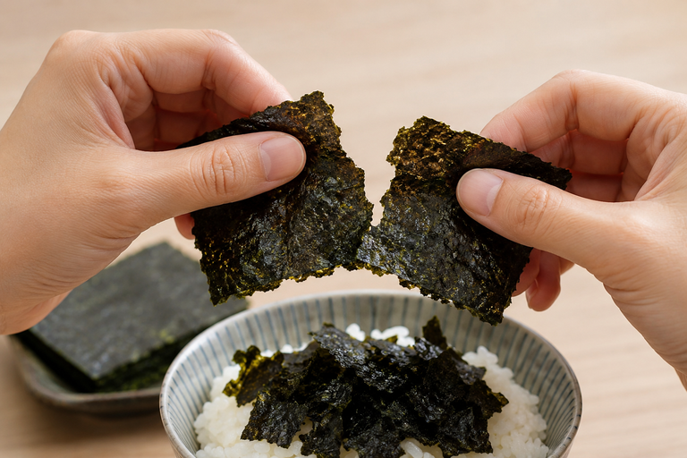 KNBは「黒い、海苔、ぶっかけ」の略。新しい海苔の楽しみ方の提案です。